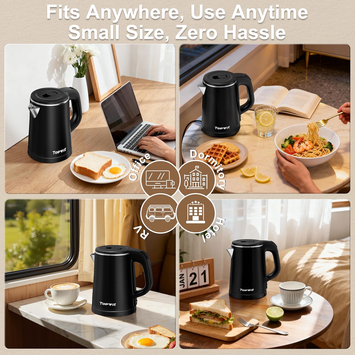 Portable electric kettle for travel