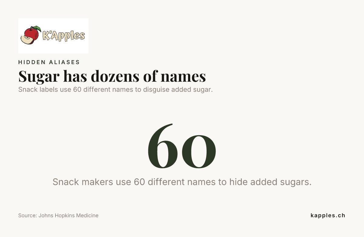 El azúcar tiene decenas de nombres — datos de Johns Hopkins Medicine