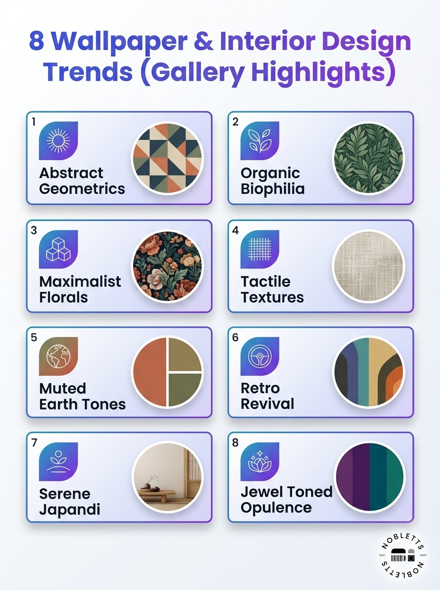 Infographic: Interior Design and Wallpaper Trends - 8 gallery highlights of wallpaper and interior design trends.