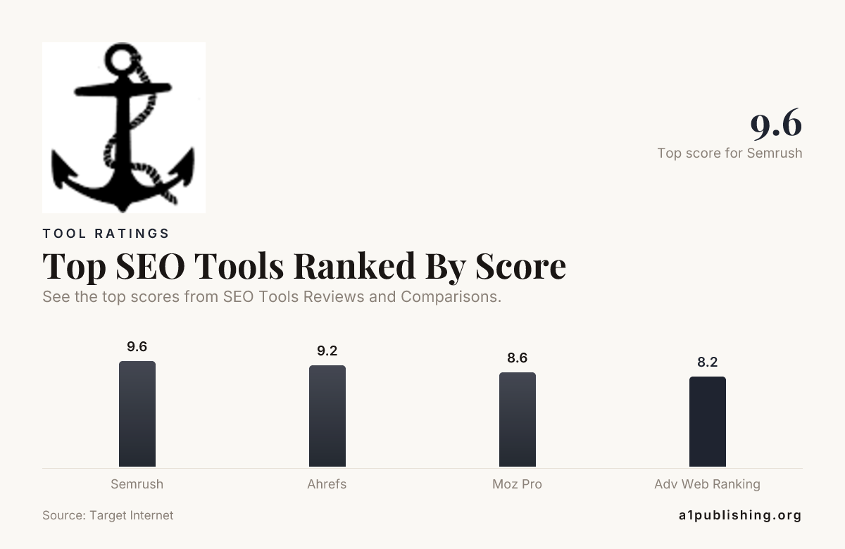 Top SEO Tools Ranked By Score — data from Target Internet