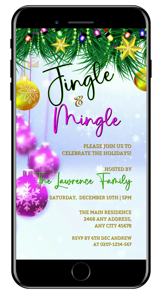 Jingle & Mingle Pink Gold Christmas Party Video Invitation