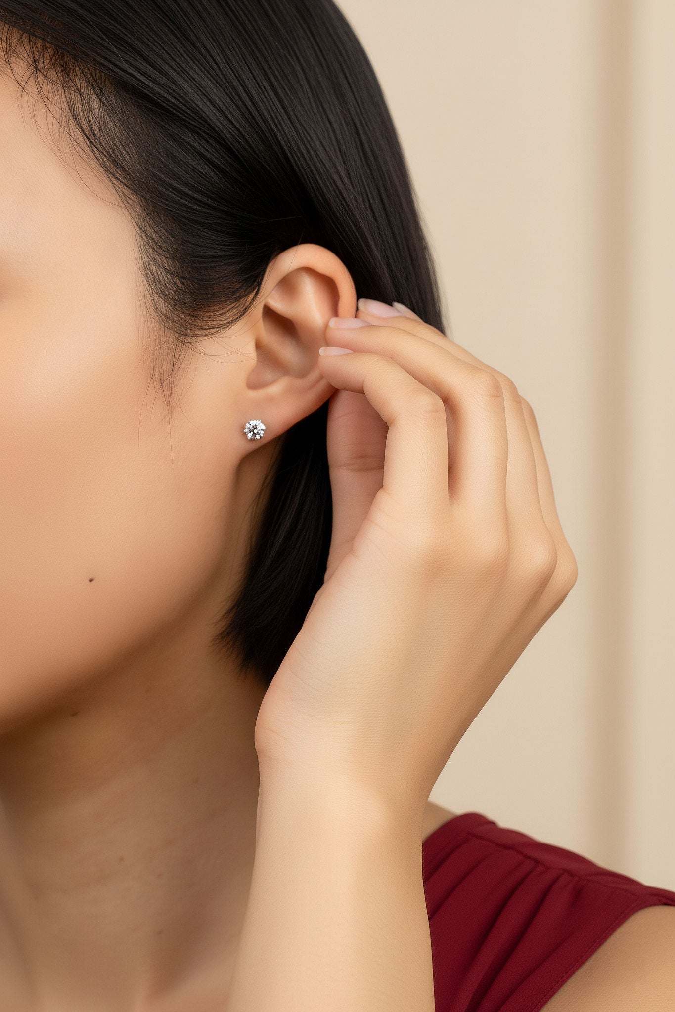 Moissanite Solitaire Studs earrings pair