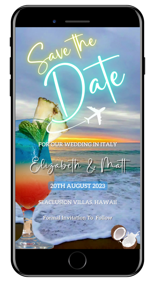Sunset Beach Cocktail Destination Save The Date Video Invitation