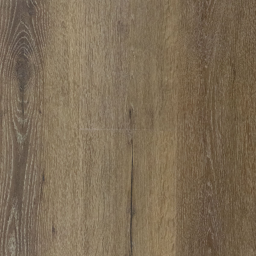 Light brown waterproof vinyl plank close up photograph to show the embossed realistic texture and the quality of the color