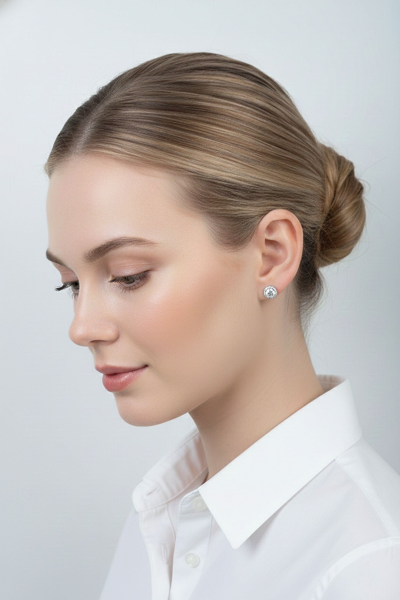 Round Halo Moissanite Studs bridal jewellery NZ