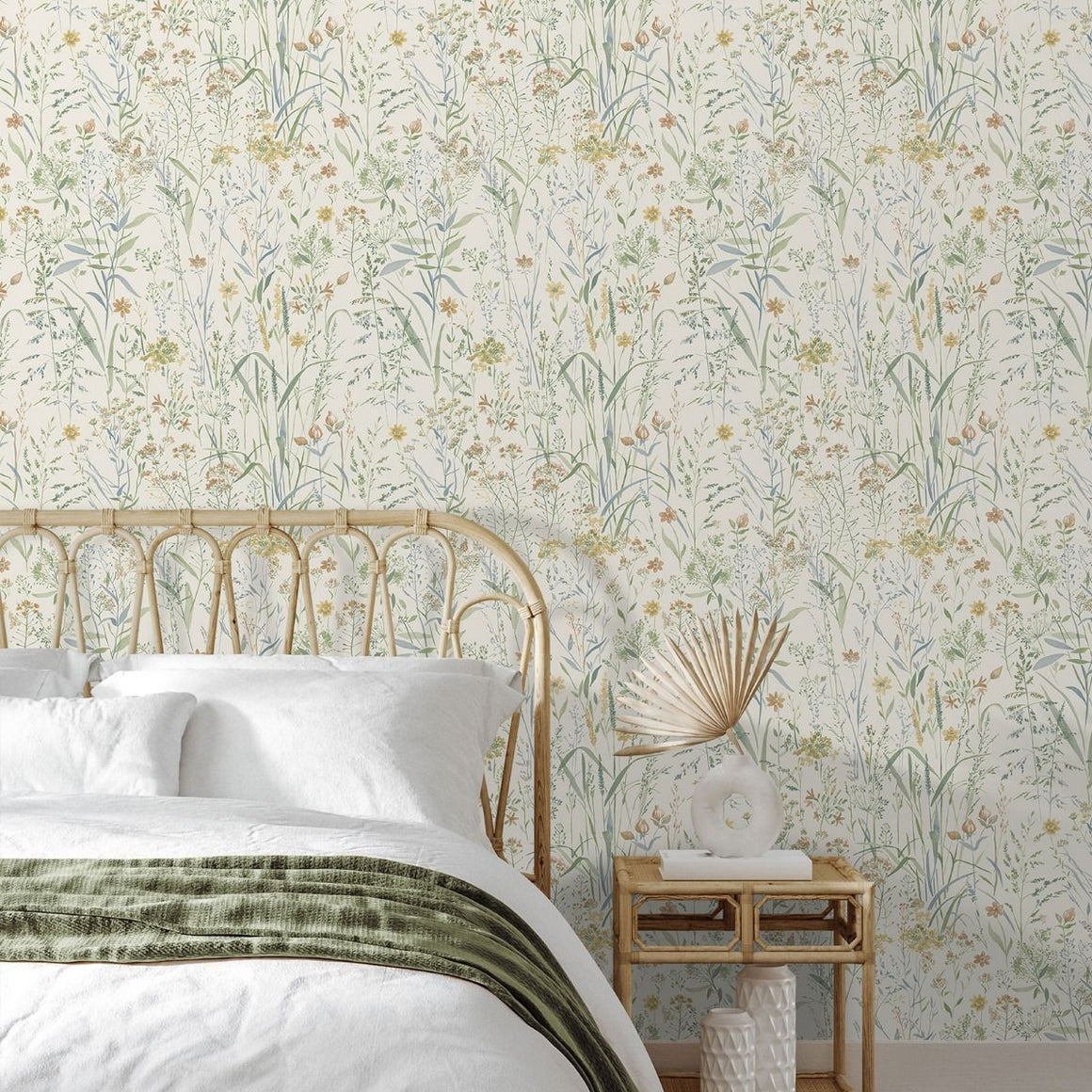 Summer Meadow Green Wallpaper Room Setting