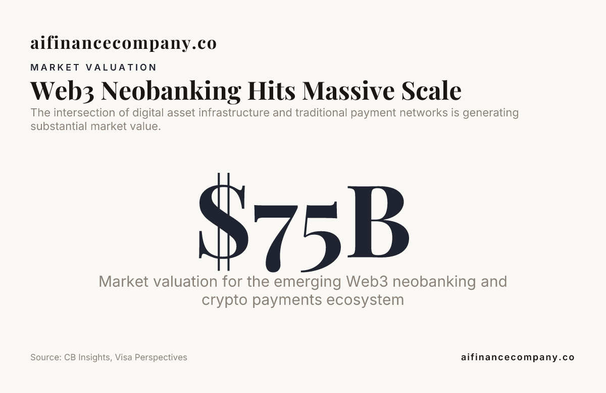 Web3 Neobanking Hits Massive Scale — data from CB Insights, Visa Perspectives
