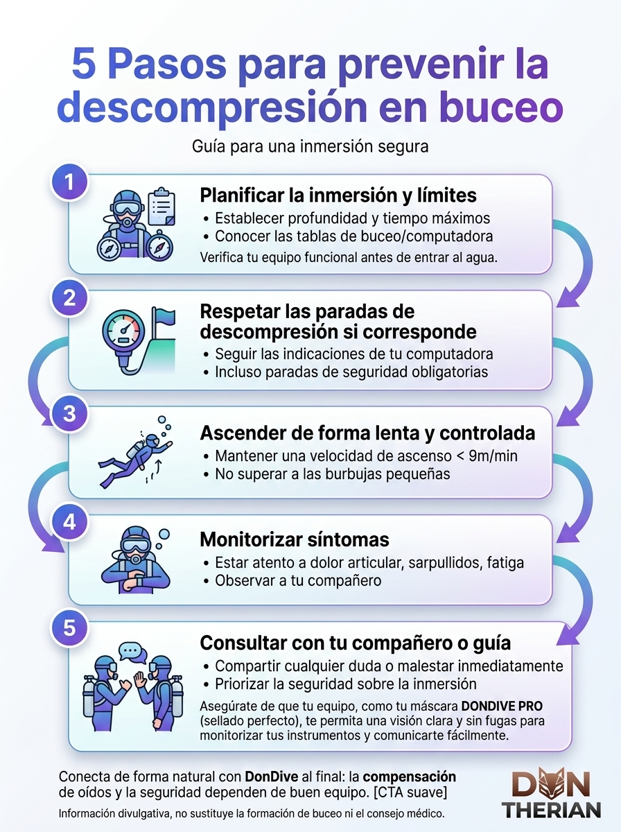 Descompresión en buceo: qué es y cómo evitarla, 5 pasos para prevenirla