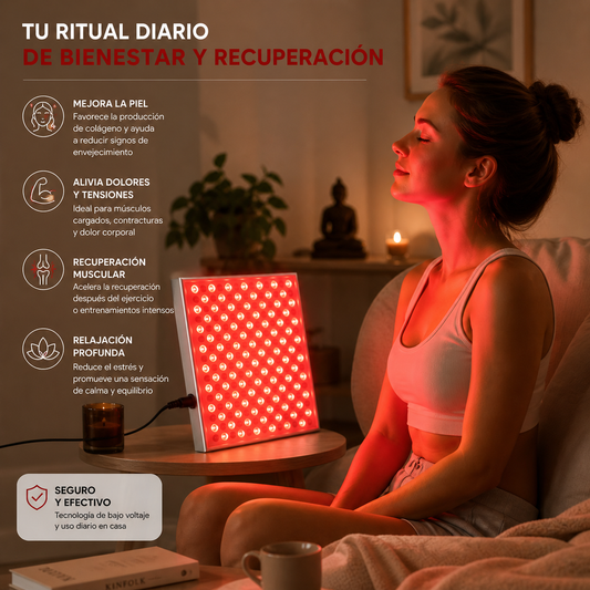 Panel de Terapia de Luz Roja LED 225 – Ambiente de meditación con luz roja