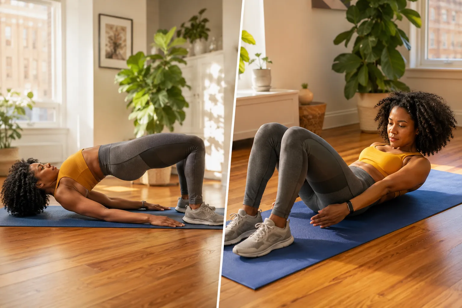 Bodyweight exercises supporting core and lower belly tone