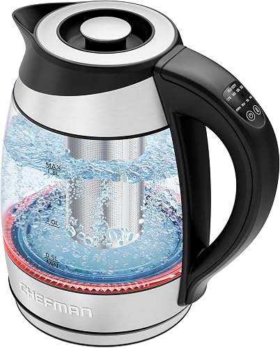 Compact electric kettle with a curved handle