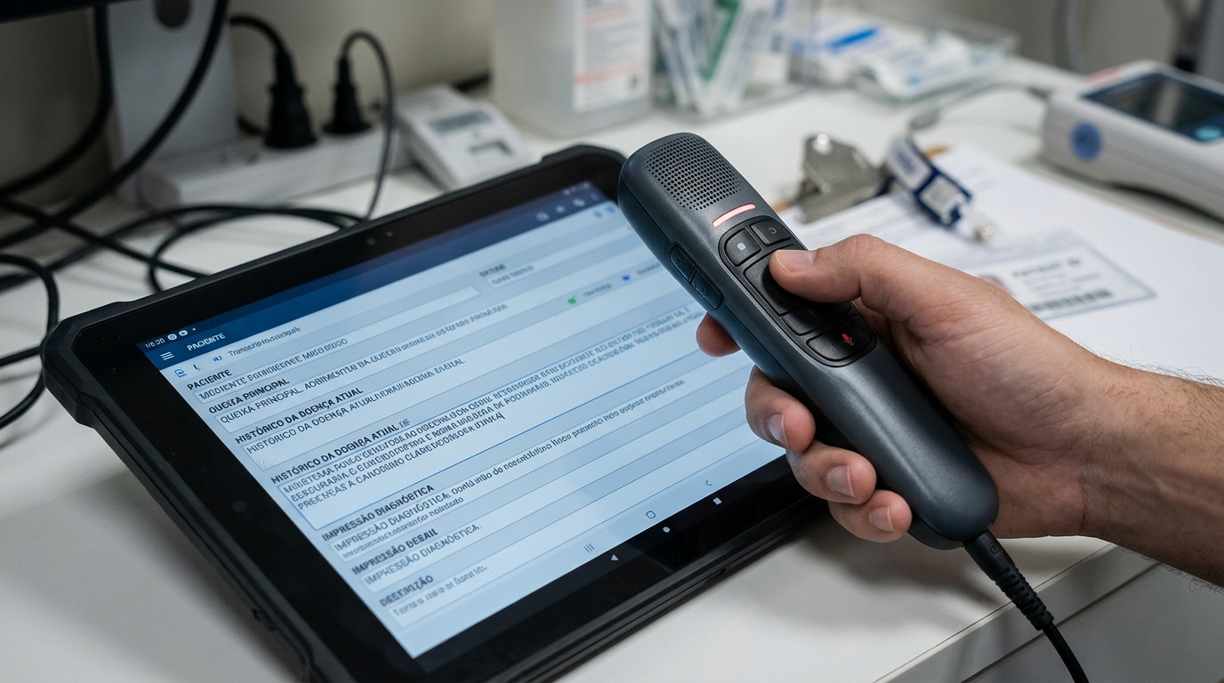 Voz para texto: como a IA reduz a digita&ccedil;&atilde;o m&eacute;dica no prontu&aacute;rio