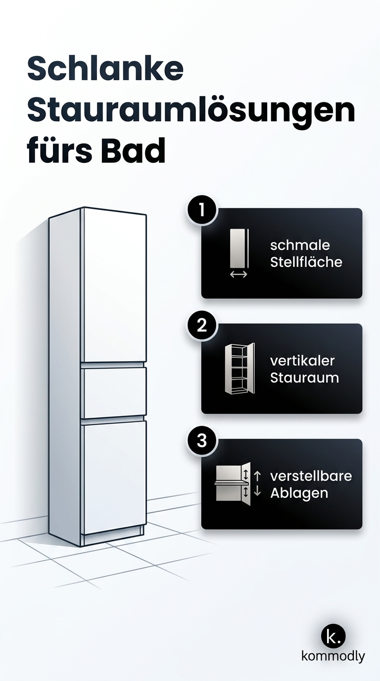 Illustration: Bad-Hochschränke online kaufen: Schlanke Stauraumlösungen