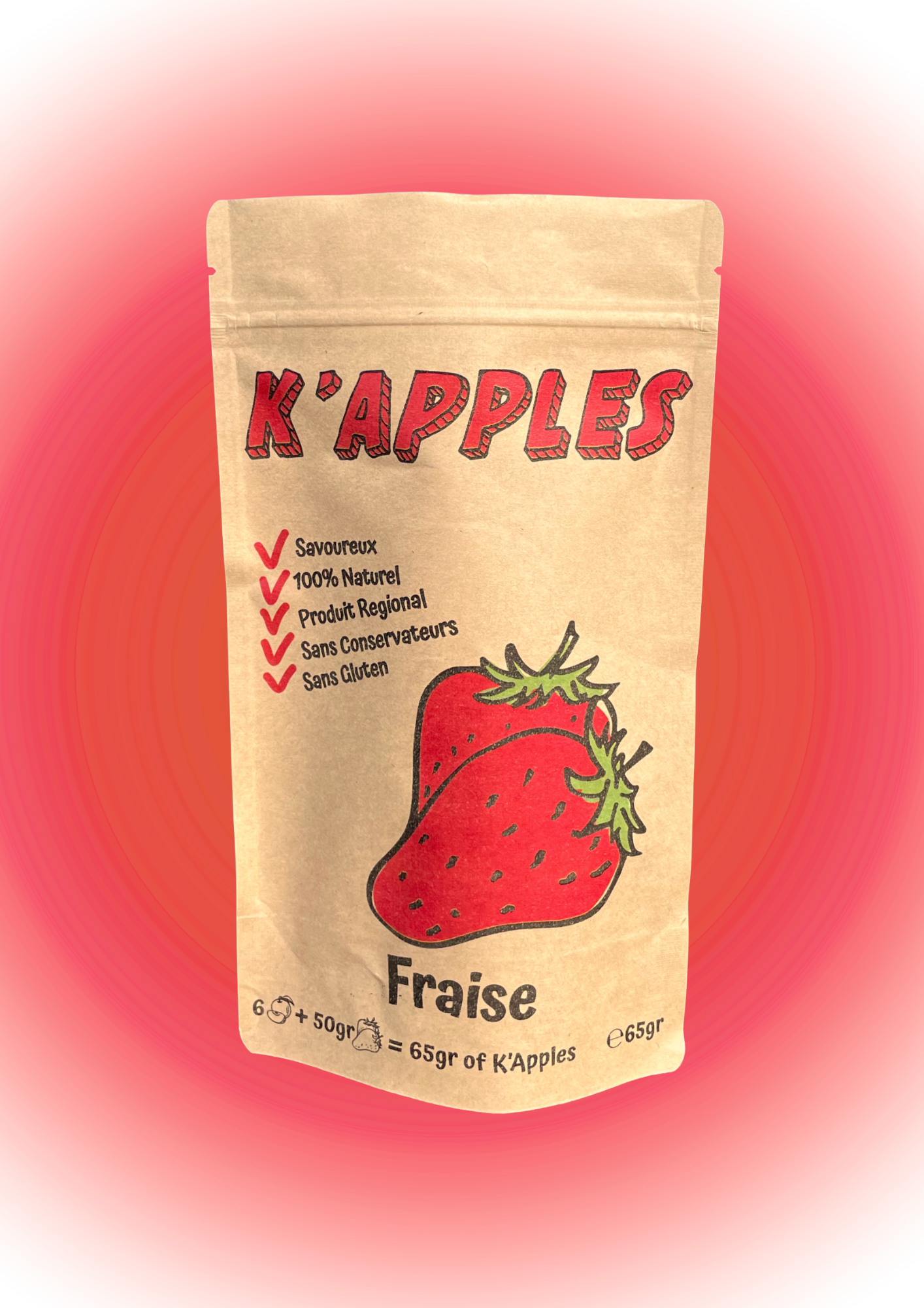 No gluten no sugar added natural product made with local apples
