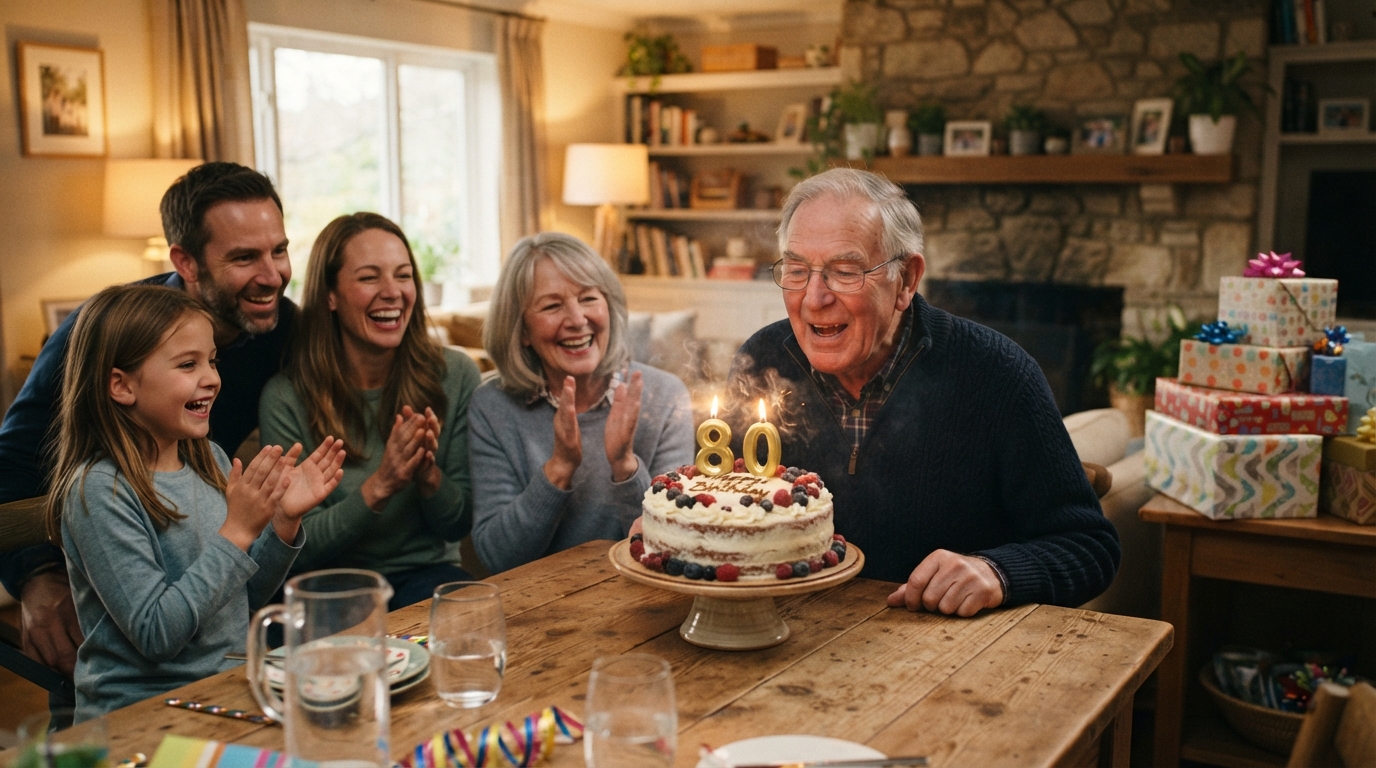 80th birthday celebration man with family by URCordiallyinvited