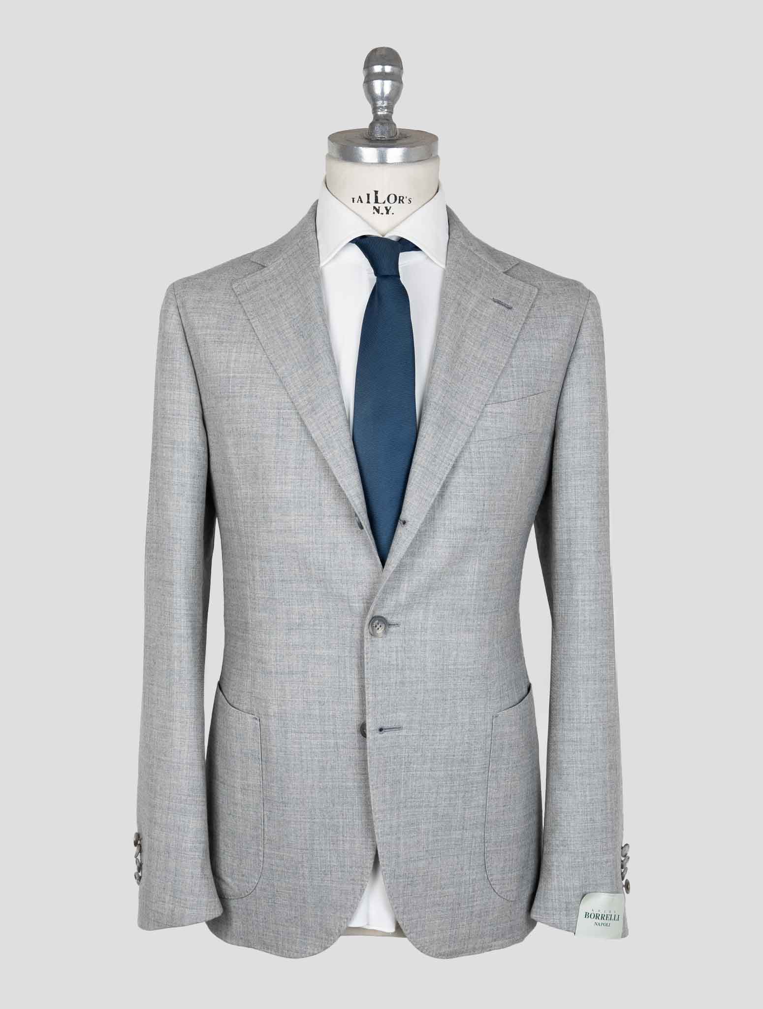 Luigi Borrelli Gray Virgin Wool Suit Procida 7