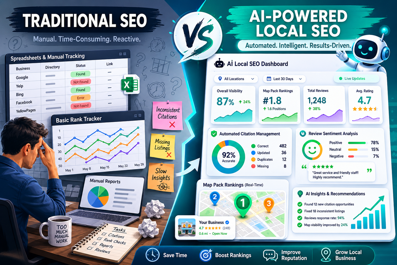 AI Tools For Local SEO comparison illustration