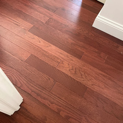 Customer proud of completed flooring transformation