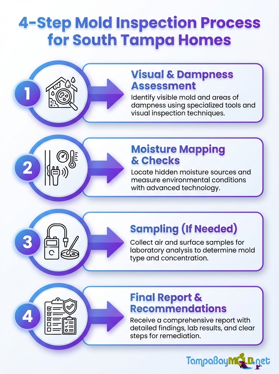 Inspector using moisture and humidity tools during Tampa mold inspection