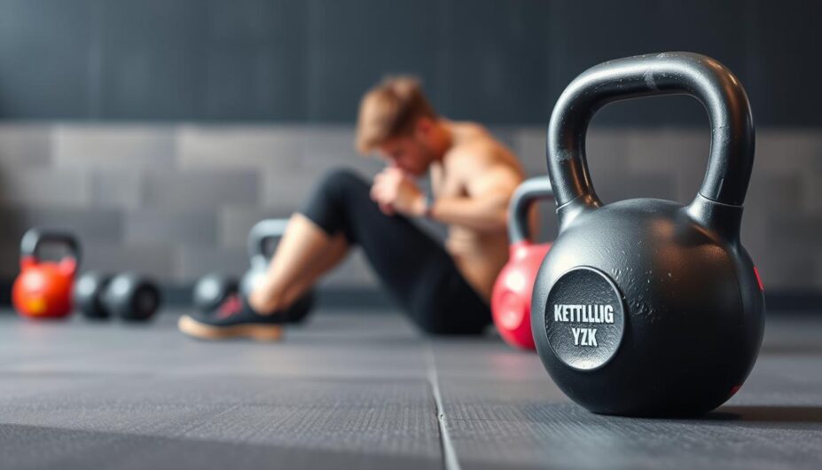 Kettlebell circuit training in a gym