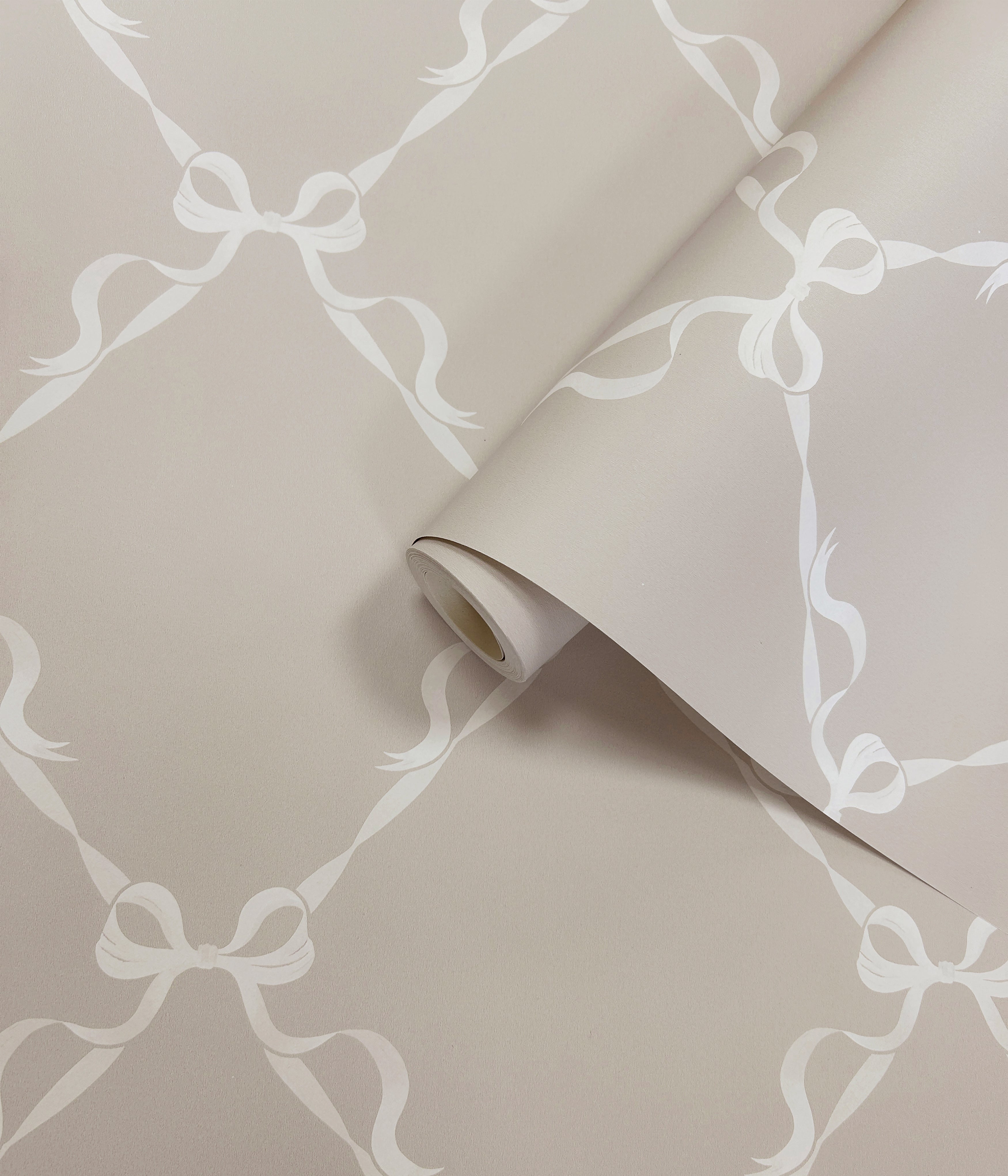 Tied With A Bow Warm Grey Wallpaper Room View