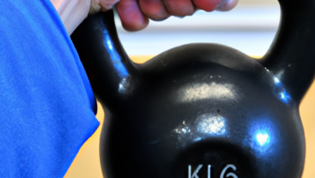 Person holding a kettlebell during a workout
