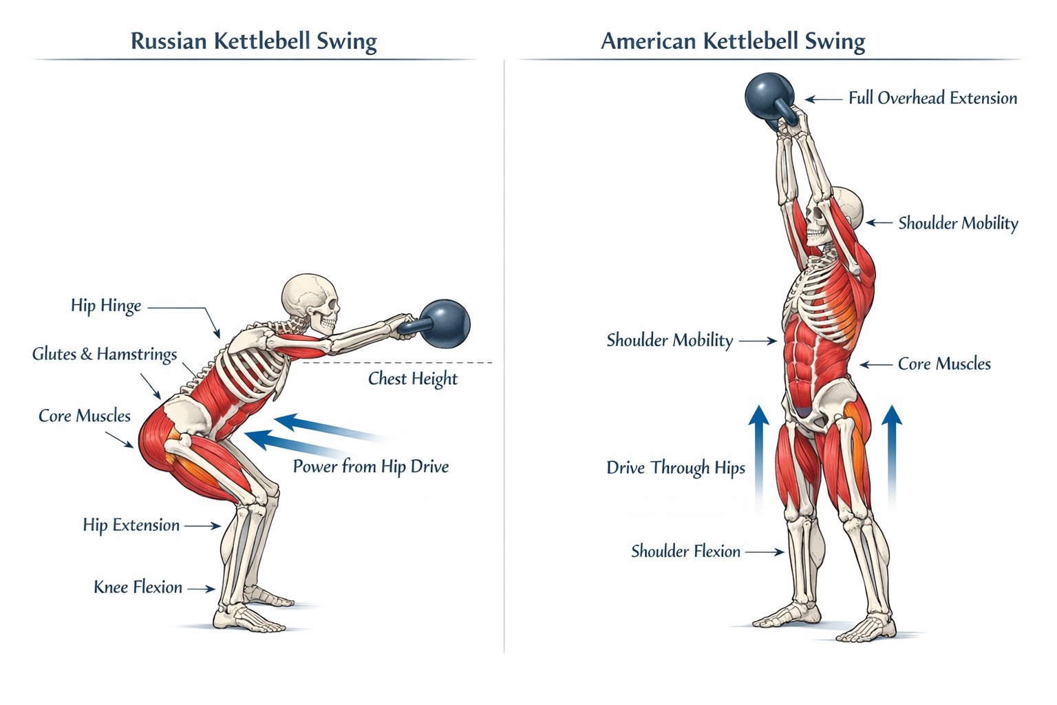 Biomechanical comparison of Russian vs American kettlebell swing hip-hinge mechanics