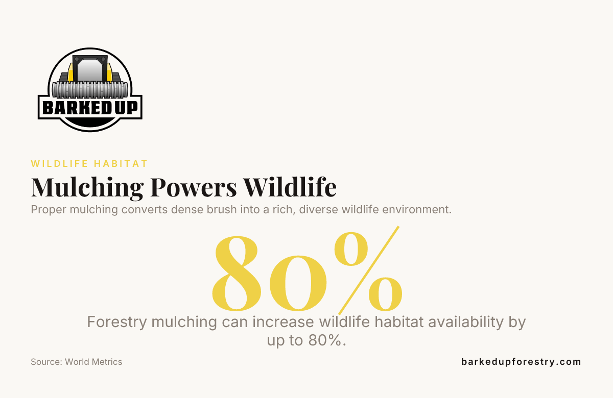 Graphic explaining how careful mulching supports a diverse woodland environment