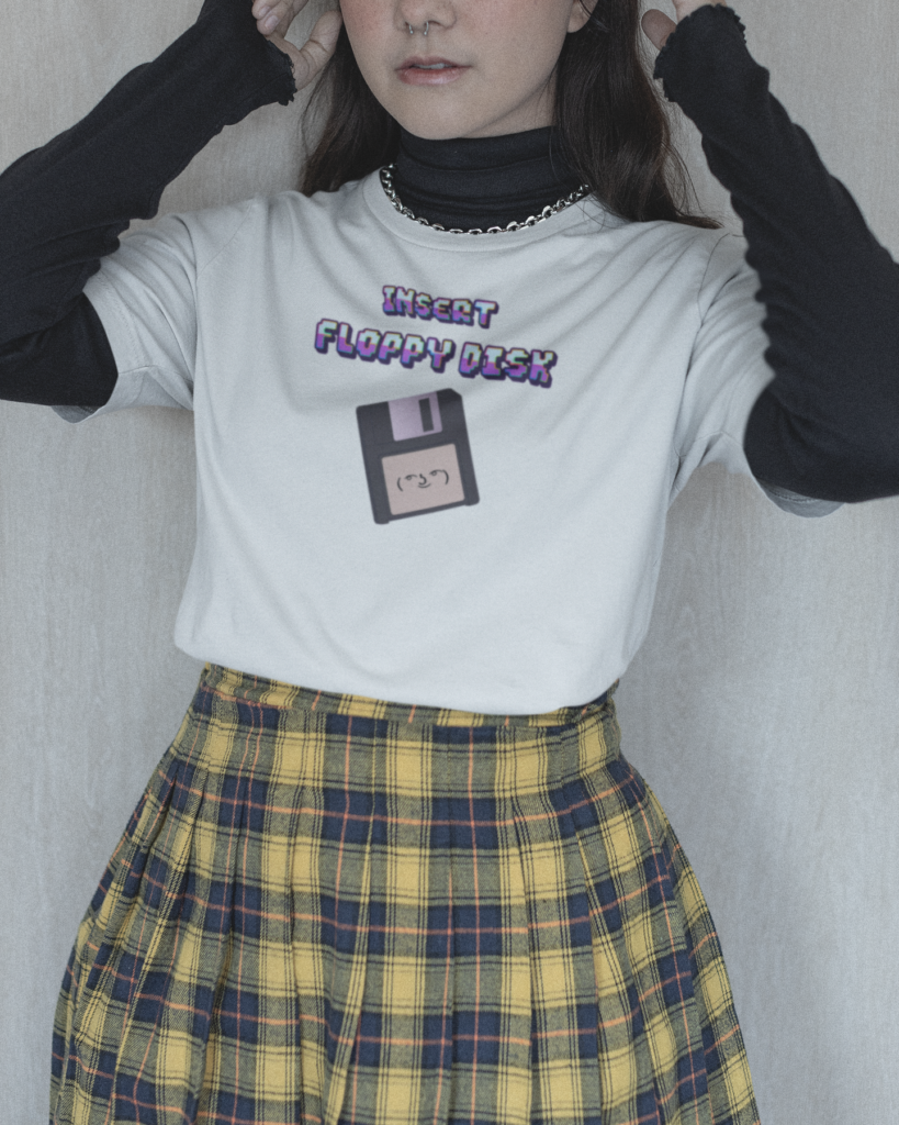 E-girl style retro graphic t-shirt mockup