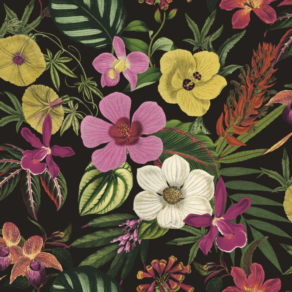 Priyal Floral Black Wallpaper by Rasch