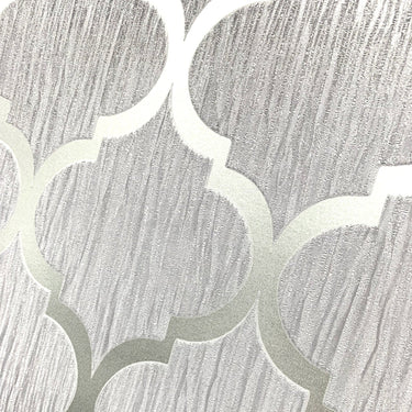 Crystal Trellis Grey Silver Curved Wallpaper
