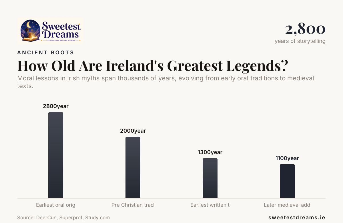 How Old Are Ireland's Greatest Legends? — data from DeerCun, Superprof, Study.com