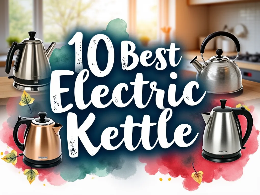 A selection of electric kettles in a kitchen setting