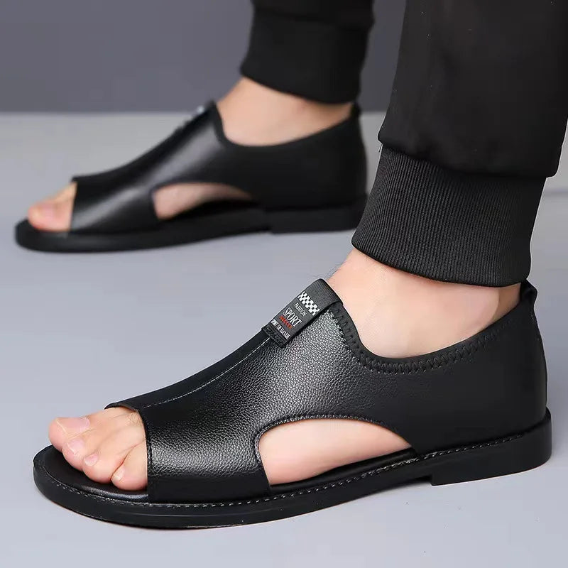 Sandalias hombre cuero verano antideslizante