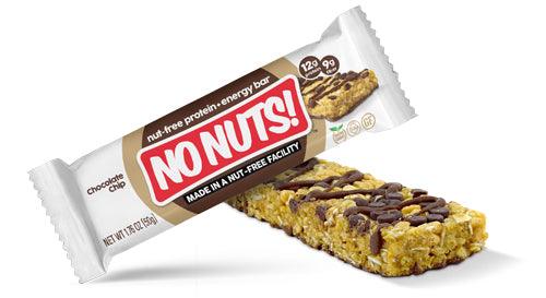 No Nuts chocolate chip nut-free snack bar packaging, allergy-friendly, non-GMO