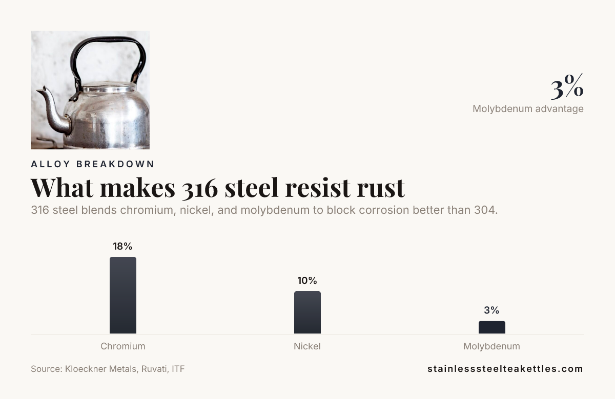 What makes 316 steel resist rust — data from Kloeckner Metals, Ruvati, ITF