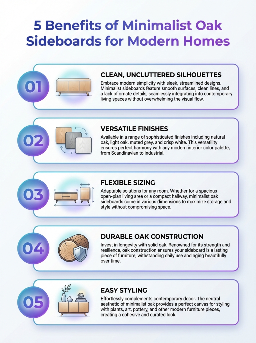 Infographic: 5 benefits of Minimalist oak sideboards for modern homes