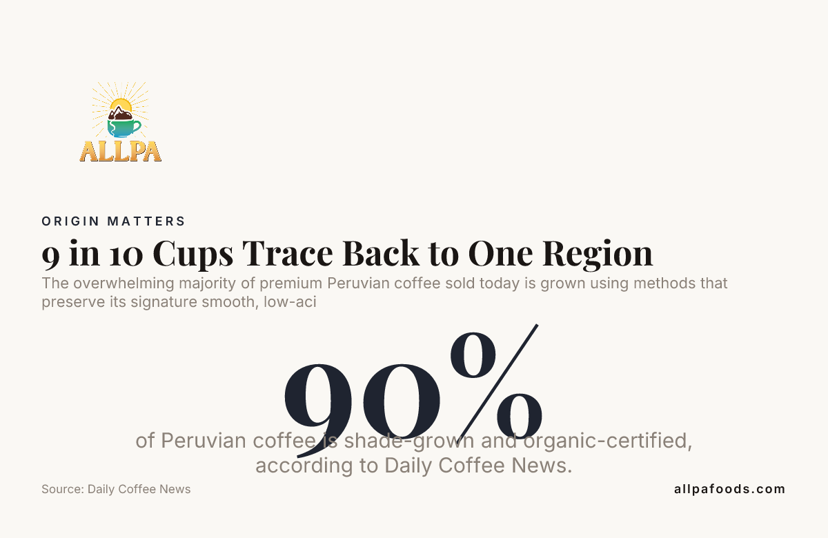 9 in 10 Cups Trace Back to One Region — data from Daily Coffee News