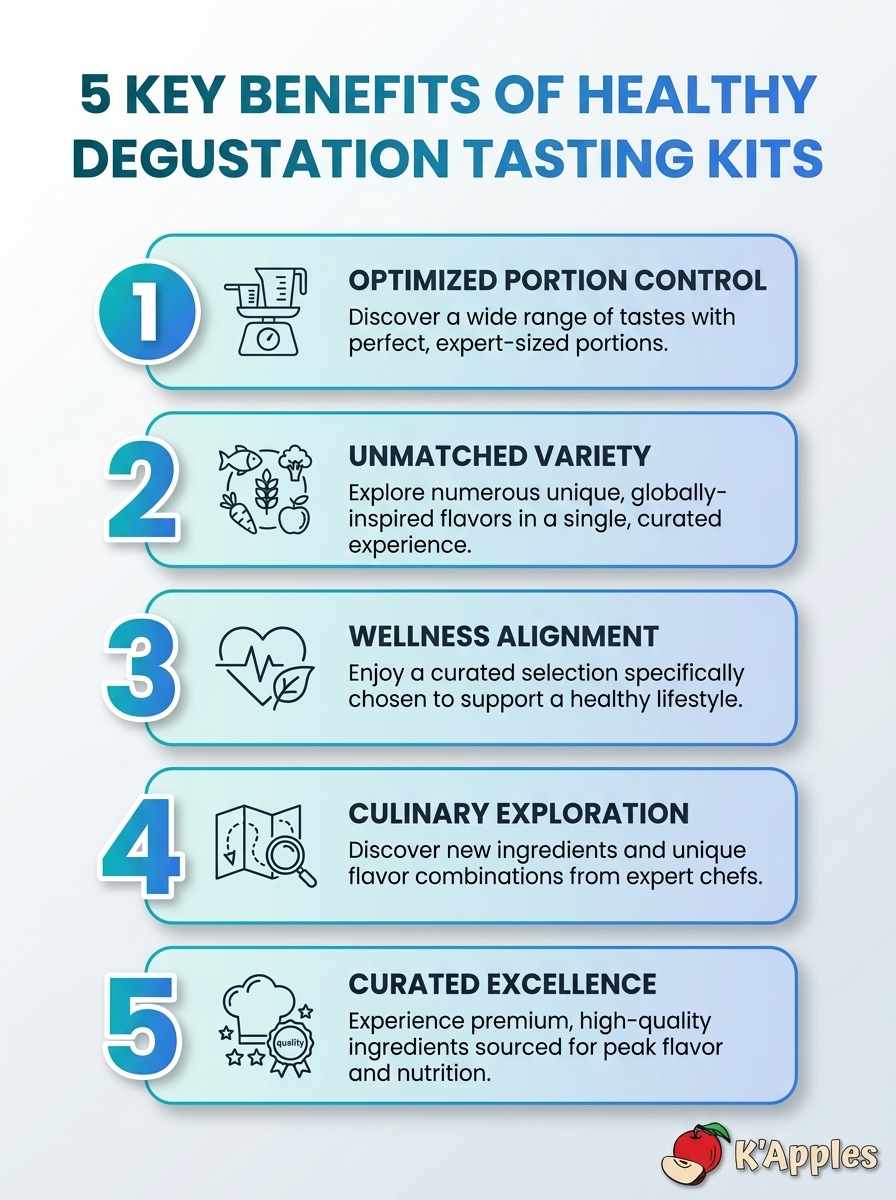 Infographie : 5 avantages clés des kits de dégustation saine pour 2026 - Achetez les meilleurs kits de dégustation saine 2026