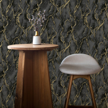Pandora Black and Gold Marble Wallpaper