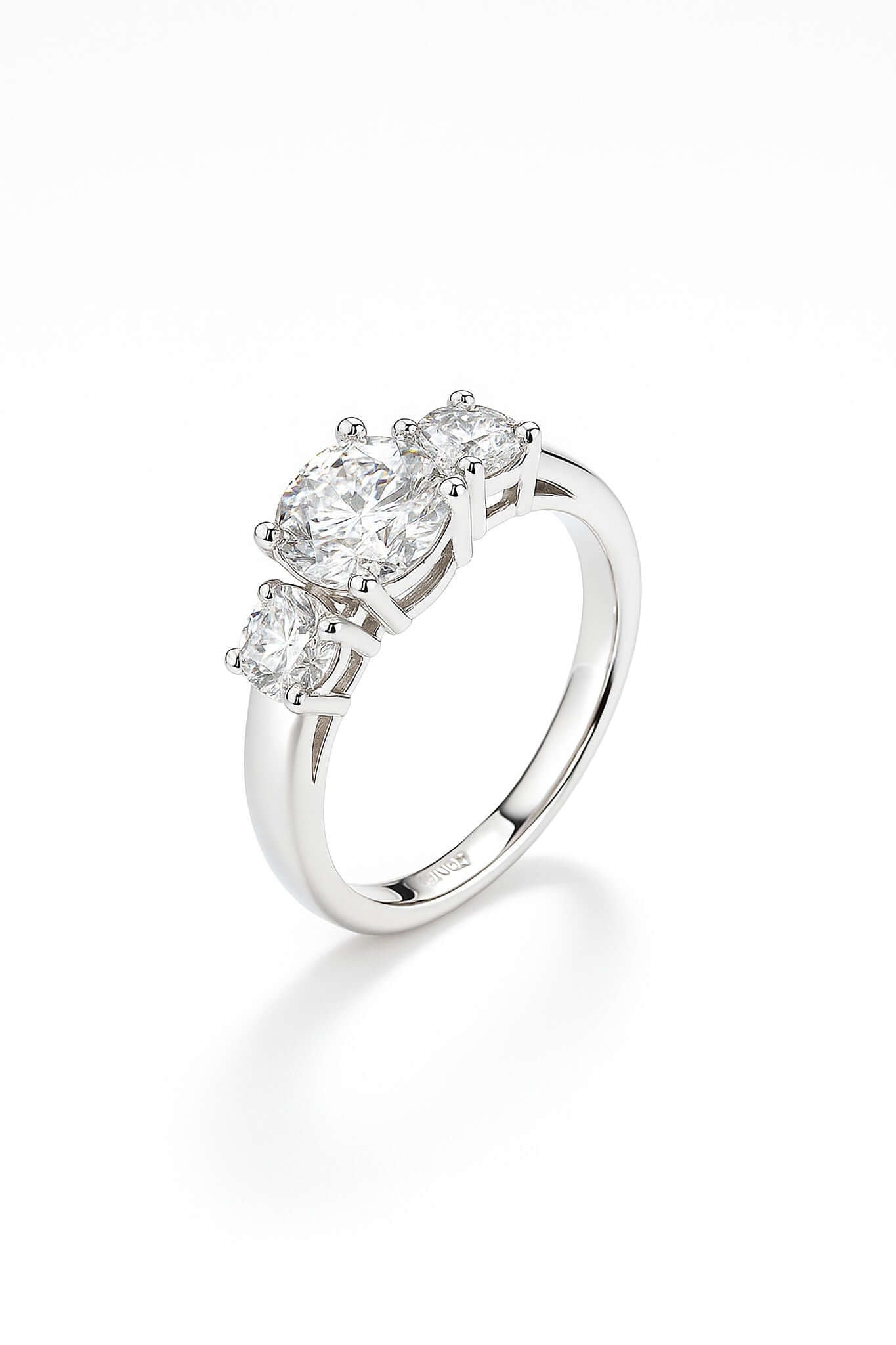 Three Stones Moissanite Ring side view