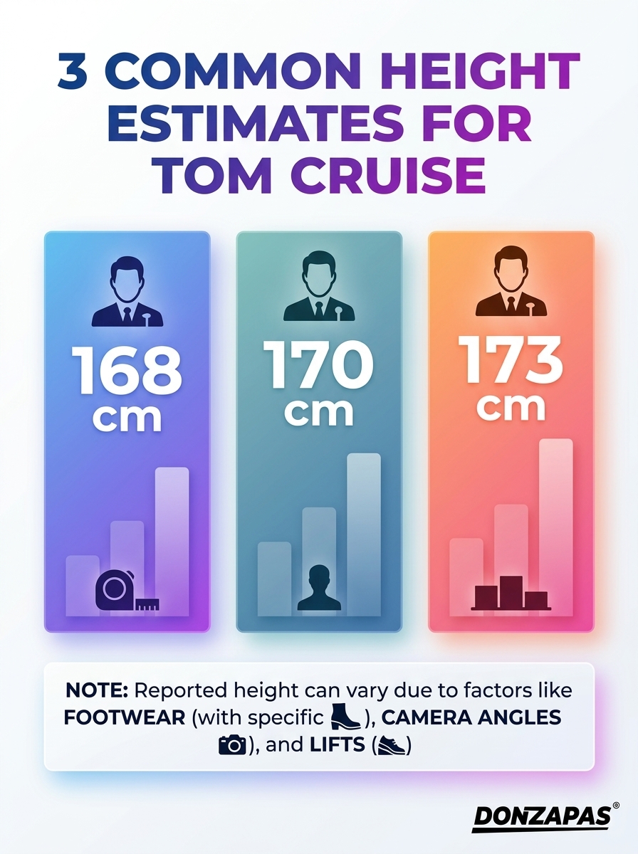 Infografía: estimaciones de altura de Tom Cruise