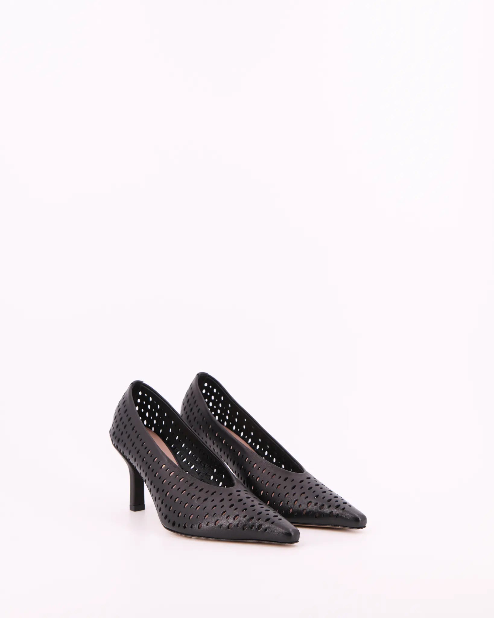 Décolleté donna pelle nero trafori Stelio Malori