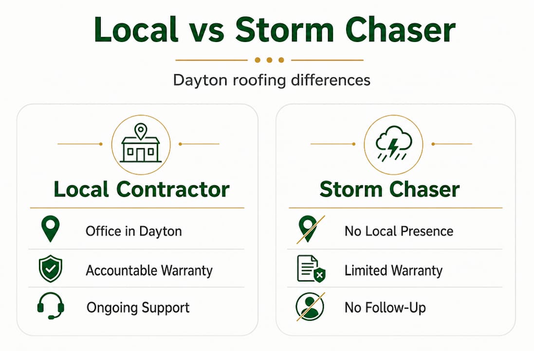 Infographic comparing local and storm chaser roofers