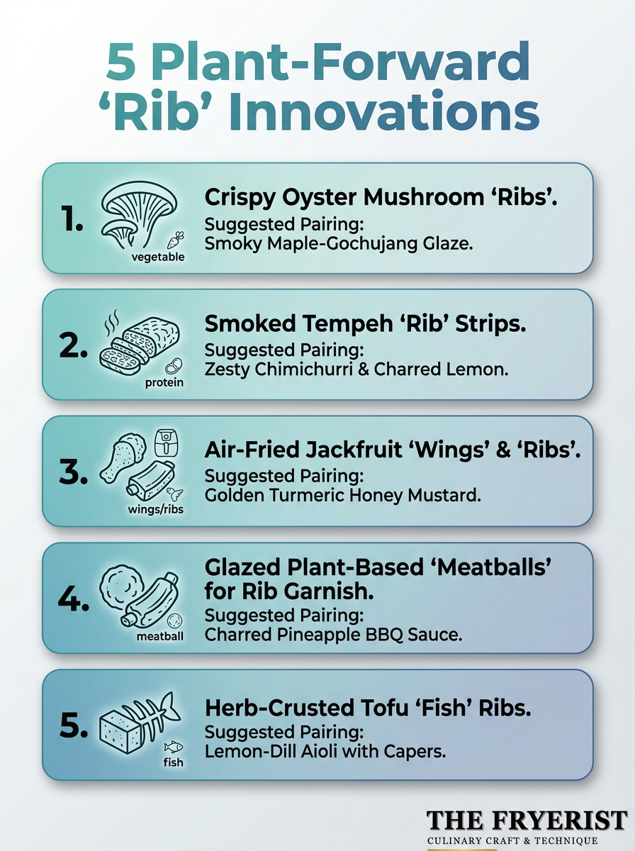 Infographic: 5 Plant-Forward Rib Concepts showcasing Plant-Forward 'Rib' Innovations.