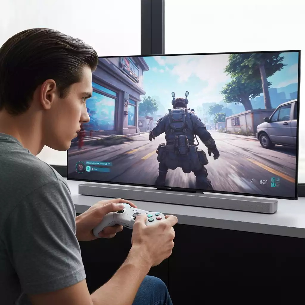 Gaming setup with Amazon Fire TV Soundbar Plus
