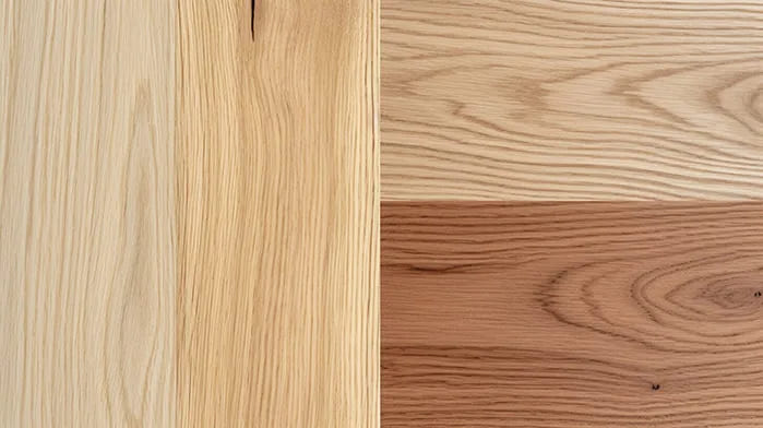 red oak vs white oak floor planks close up