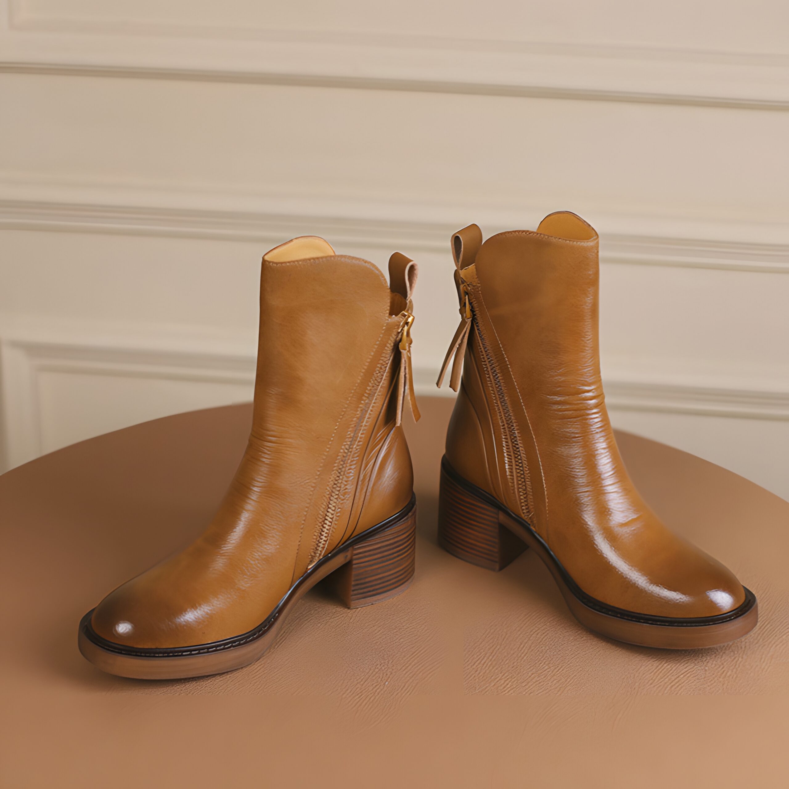 Bottines camel à talon
