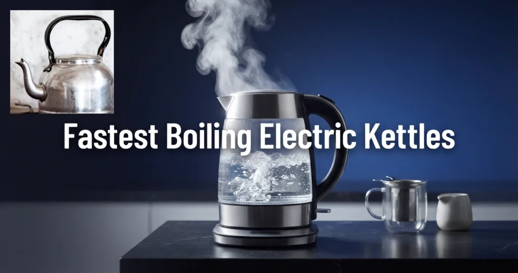 Electric kettle with a cup and mug on a counter