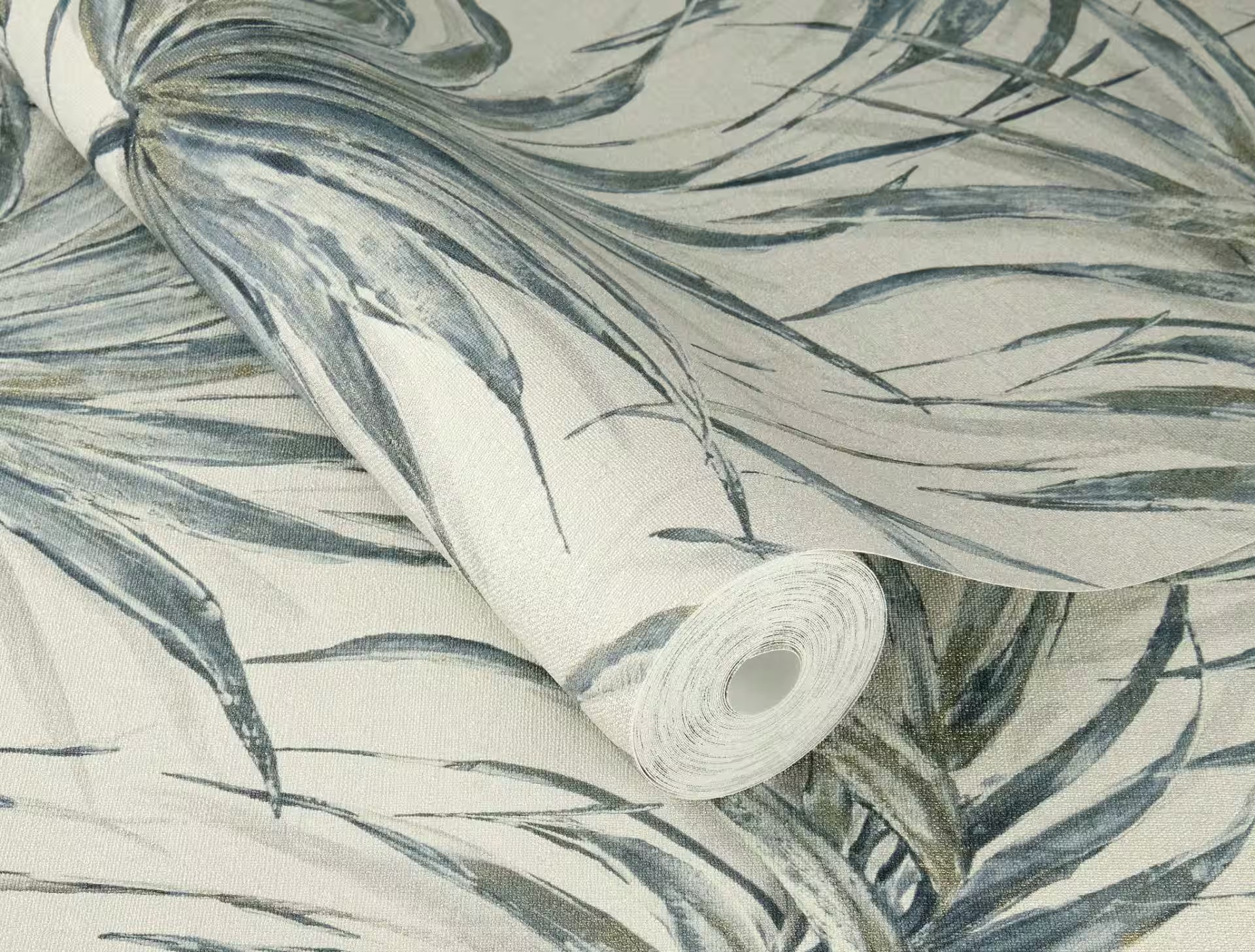 Noble Zen Bamboo Leaves Blue Wallpaper